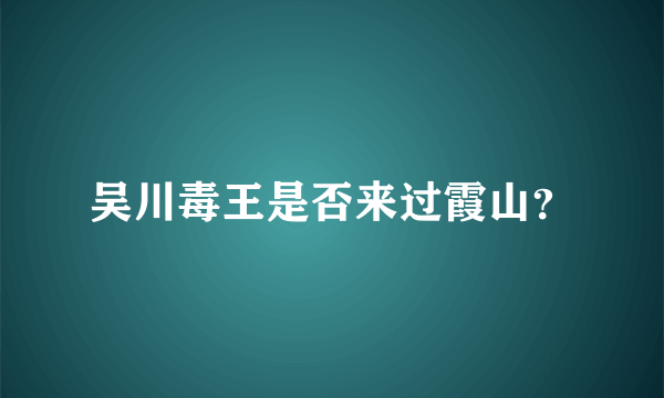 吴川毒王是否来过霞山？