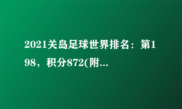 2021关岛足球世界排名：第198，积分872(附队员名单)