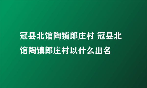 冠县北馆陶镇郎庄村 冠县北馆陶镇郎庄村以什么出名