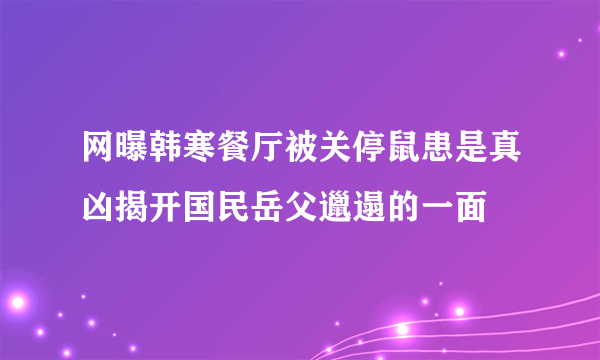 网曝韩寒餐厅被关停鼠患是真凶揭开国民岳父邋遢的一面