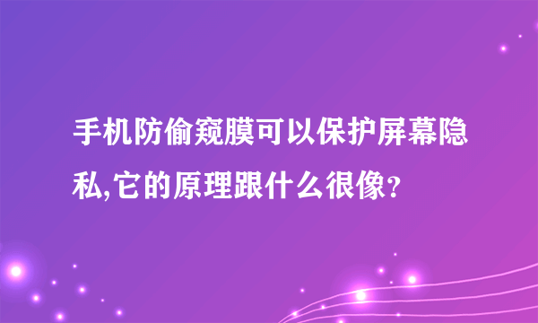 手机防偷窥膜可以保护屏幕隐私,它的原理跟什么很像？