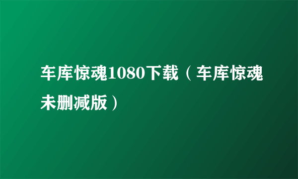 车库惊魂1080下载（车库惊魂未删减版）