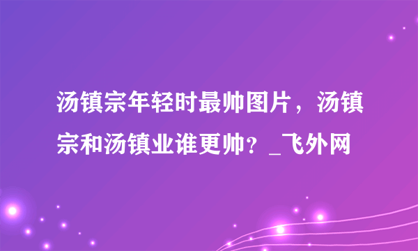 汤镇宗年轻时最帅图片，汤镇宗和汤镇业谁更帅？_飞外网