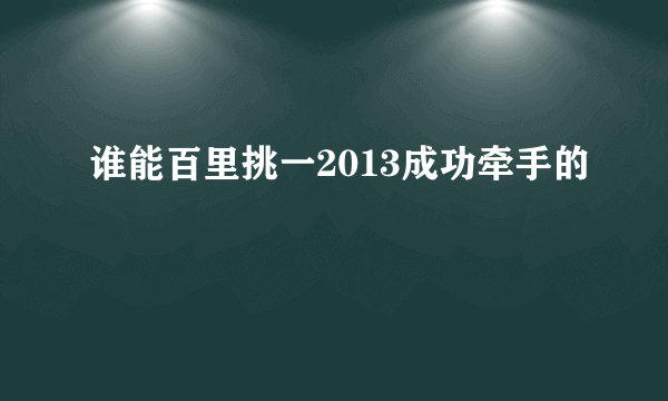 谁能百里挑一2013成功牵手的