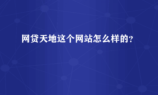 网贷天地这个网站怎么样的？