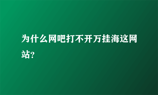 为什么网吧打不开万挂海这网站？