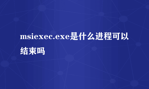 msiexec.exe是什么进程可以结束吗