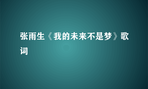 张雨生《我的未来不是梦》歌词