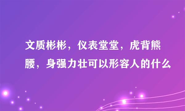 文质彬彬，仪表堂堂，虎背熊腰，身强力壮可以形容人的什么