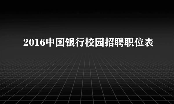 2016中国银行校园招聘职位表