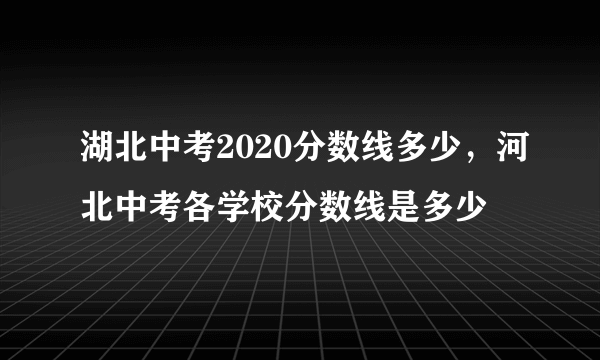 湖北中考2020分数线多少，河北中考各学校分数线是多少