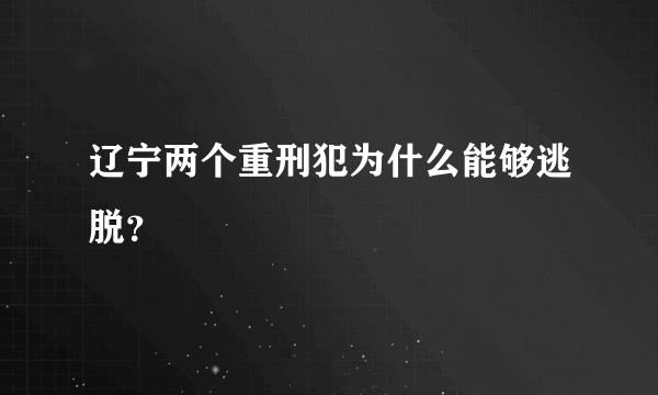 辽宁两个重刑犯为什么能够逃脱？