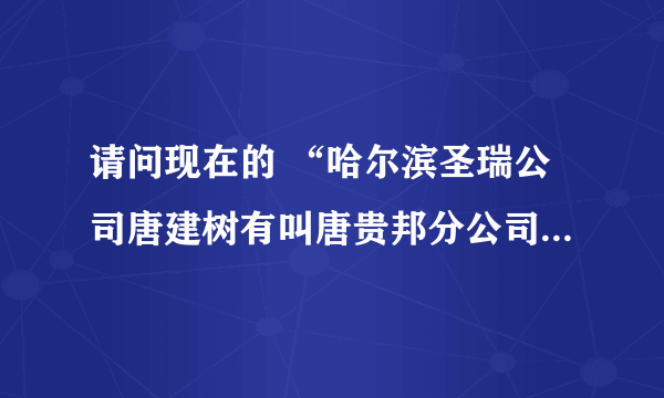 请问现在的 “哈尔滨圣瑞公司唐建树有叫唐贵邦分公司龙广投资担保有限公司” 合法吗