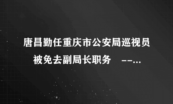 唐昌勤任重庆市公安局巡视员 被免去副局长职务 --时政--飞外