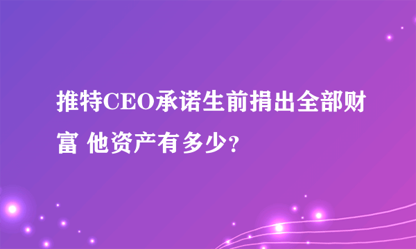 推特CEO承诺生前捐出全部财富 他资产有多少？