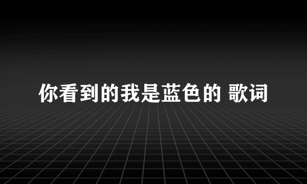 你看到的我是蓝色的 歌词