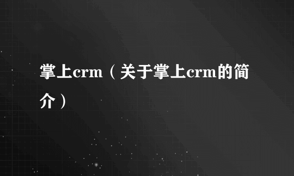 掌上crm（关于掌上crm的简介）