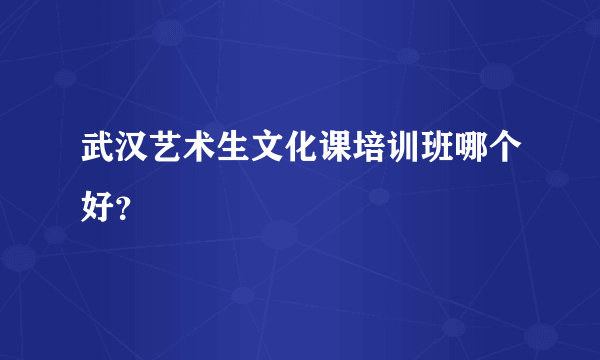 武汉艺术生文化课培训班哪个好？