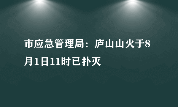 市应急管理局：庐山山火于8月1日11时已扑灭