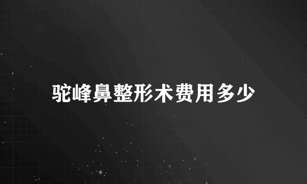 驼峰鼻整形术费用多少