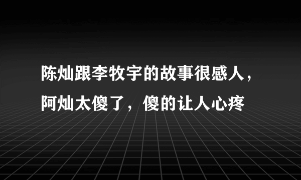 陈灿跟李牧宇的故事很感人，阿灿太傻了，傻的让人心疼