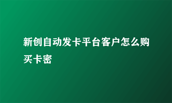 新创自动发卡平台客户怎么购买卡密