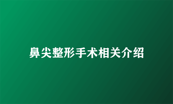 鼻尖整形手术相关介绍