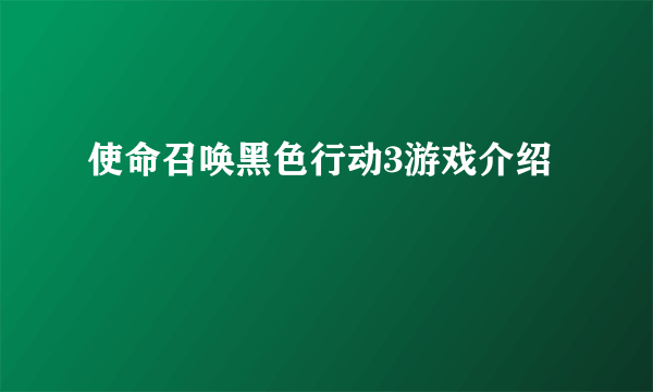 使命召唤黑色行动3游戏介绍