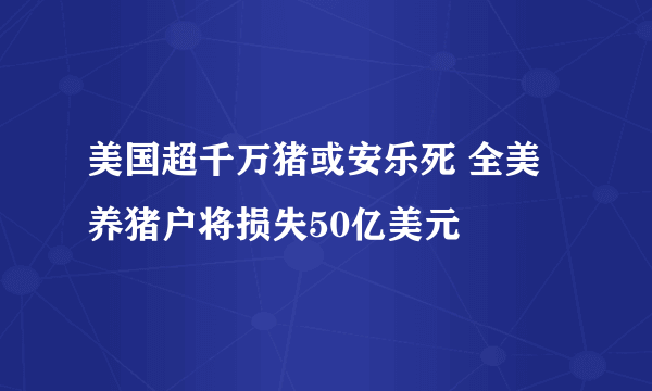 美国超千万猪或安乐死 全美养猪户将损失50亿美元