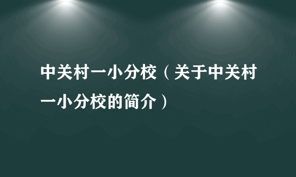 中关村一小分校（关于中关村一小分校的简介）