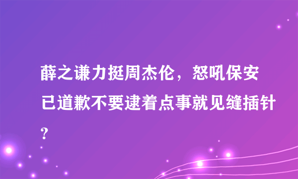 薛之谦力挺周杰伦，怒吼保安已道歉不要逮着点事就见缝插针？