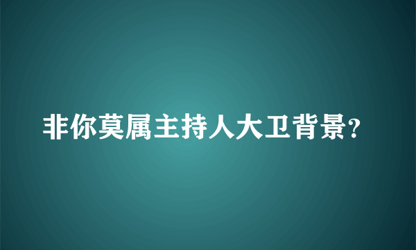 非你莫属主持人大卫背景？