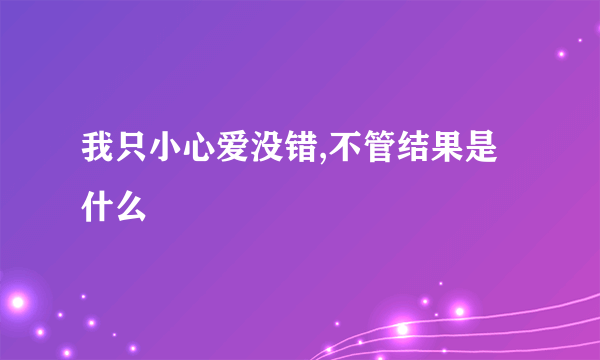 我只小心爱没错,不管结果是什么