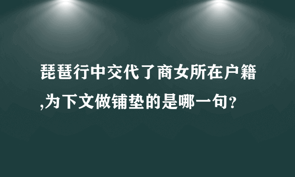 琵琶行中交代了商女所在户籍,为下文做铺垫的是哪一句？