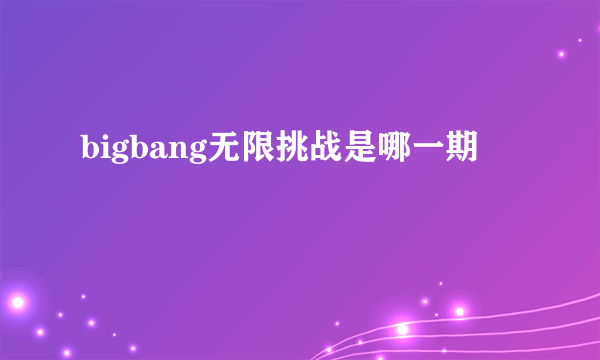 bigbang无限挑战是哪一期