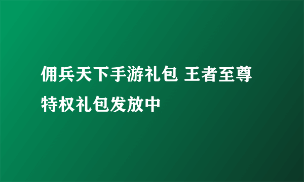 佣兵天下手游礼包 王者至尊特权礼包发放中