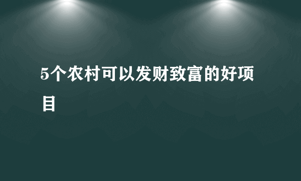 5个农村可以发财致富的好项目