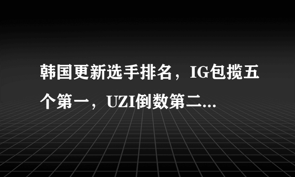 韩国更新选手排名，IG包揽五个第一，UZI倒数第二，你怎么看？