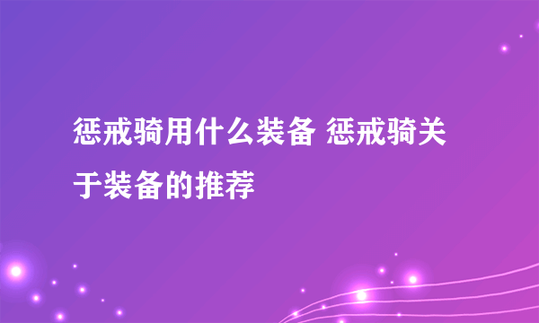 惩戒骑用什么装备 惩戒骑关于装备的推荐