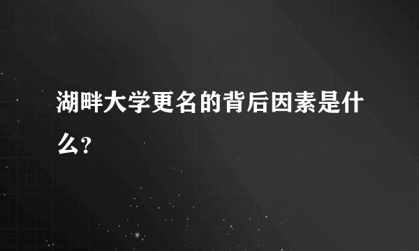 湖畔大学更名的背后因素是什么？