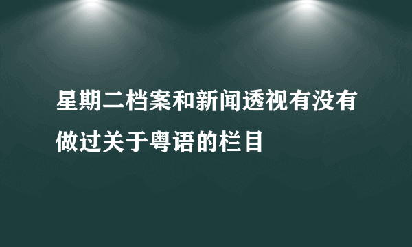 星期二档案和新闻透视有没有做过关于粤语的栏目