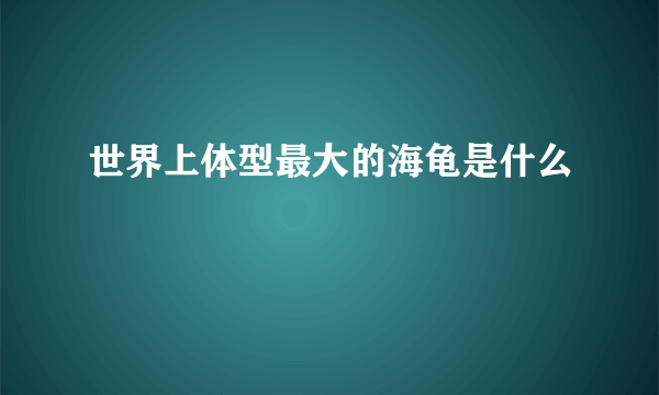 世界上体型最大的海龟是什么