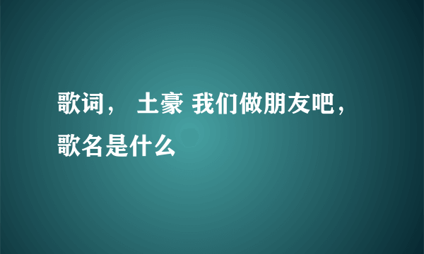 歌词， 土豪 我们做朋友吧，歌名是什么