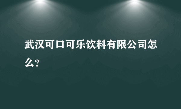 武汉可口可乐饮料有限公司怎么？