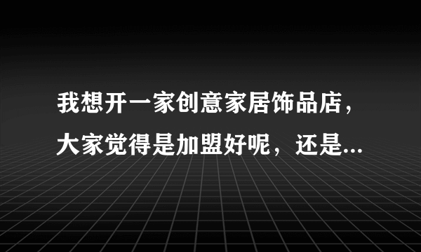 我想开一家创意家居饰品店，大家觉得是加盟好呢，还是自己进散货好？哪位有好的意见