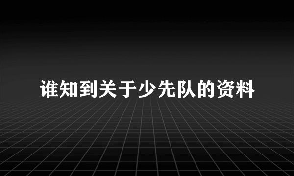 谁知到关于少先队的资料