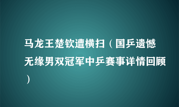 马龙王楚钦遭横扫（国乒遗憾无缘男双冠军中乒赛事详情回顾）