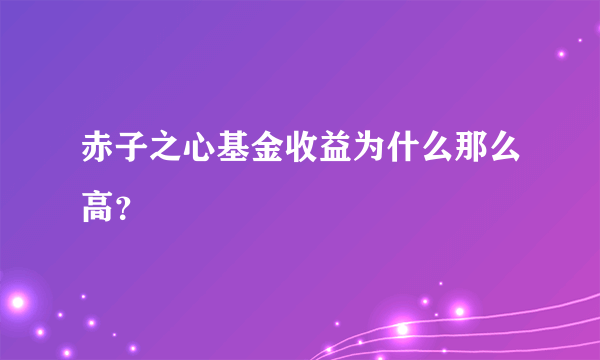 赤子之心基金收益为什么那么高？