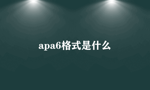 apa6格式是什么