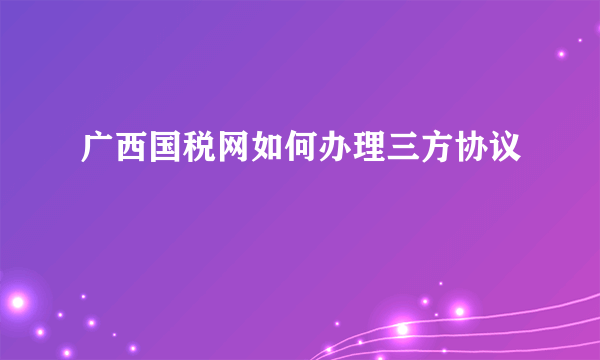 广西国税网如何办理三方协议